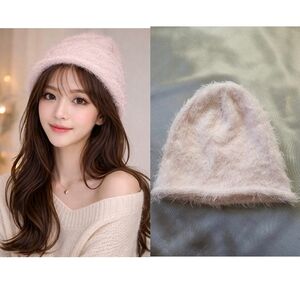 NWOT*H＆M pink fuzzy knitted Hat